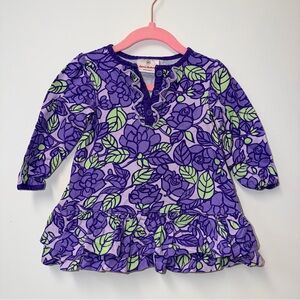 Hanna Anderson Purple Floral Play Dress Organic Cotton 80